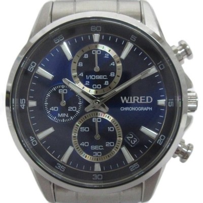 Seiko Wired Chronograph Watch VD57-KND0 Quartz Blue Silver Color