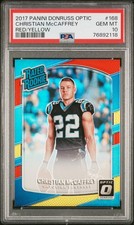 2017 PANINI DONRUSS OPTIC RED/YELLOW #168 CHRISTIAN MCCAFFREY ROOKIE RC PSA 10