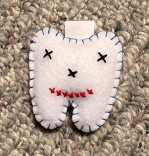 Handmade Tooth Fairy Pillow Adorable White Felt Tooth With Pocket On Back