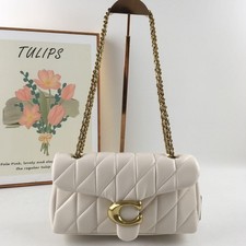 COACH CP149 Tabby 20 Quilted Shoulder Bag Leather White/Gold NEW