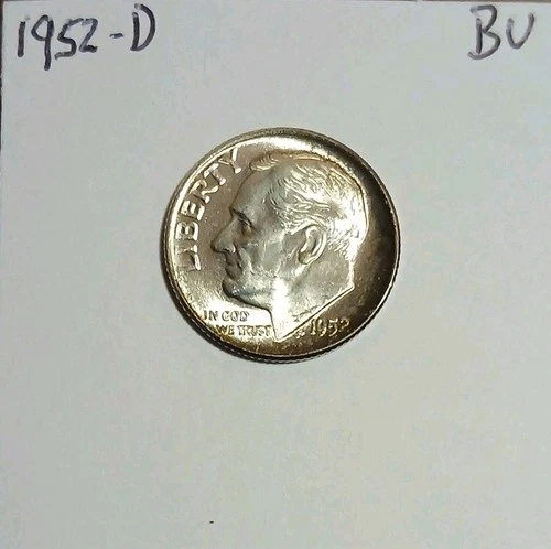 1952 D Roosevelt Silver Dime BU 90% Silver 10c Brilliant Uncirculated
