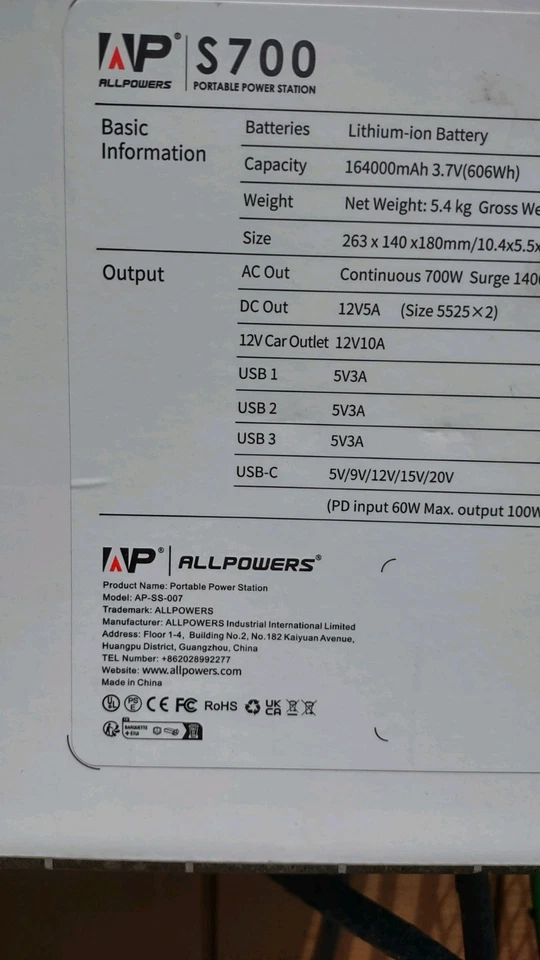 All Powers S700 Generator Great For Camping Blackouts Tailgating Emergency Etc. - Image 2 of 4