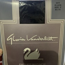 NEW Vintage Gloria Vanderbilt Day Sheer Off Black Pantyhose Size C Made in USA