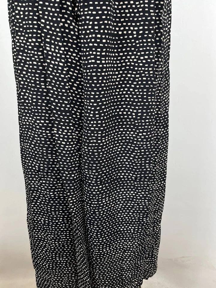 Lucky Brand Maxi Dress Women's Sz Small Black White Dotted Sleeveless Drawstring - Image 3 of 4