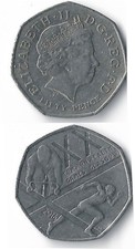 REINO UNIDO. 50 PENIQUES 2014. XX JUEGOS COMMONWEALTH GLASGOW