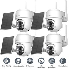 2K Solar Security Cameras Wireless Outdoor Solar Panel 360 Viewing Ai Detection