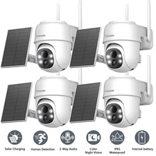 2K Solar Security Cameras Wireless Outdoor Solar Panel 360°Viewing Ai Detection