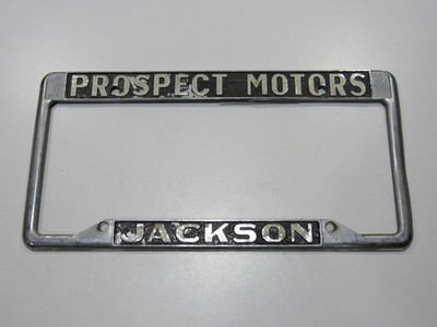 Vintage Prospect Motors Chevrolet Jackson CA Metal License Plate Frame Tag Rare