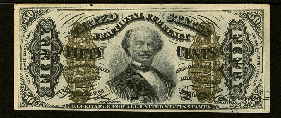 FR# 1332 Fractional 1864 Union Currency 50c, Rare Civil War Third Issue, PMG 35 - Image 3 of 4