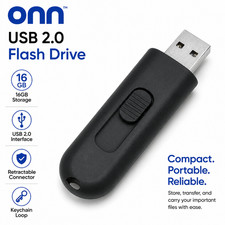 ONN 16GB USB 2.0 Flash Drive Retractable Portable Memory Stick New No Box