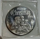 1992 1 Troy Oz Silver Coin .999 Fine Merry Christmas Peace On Earth Sealed