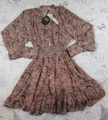NEW $373 Anthropologie byTIMO Georgette shell Mini dress long balloon sleeve S