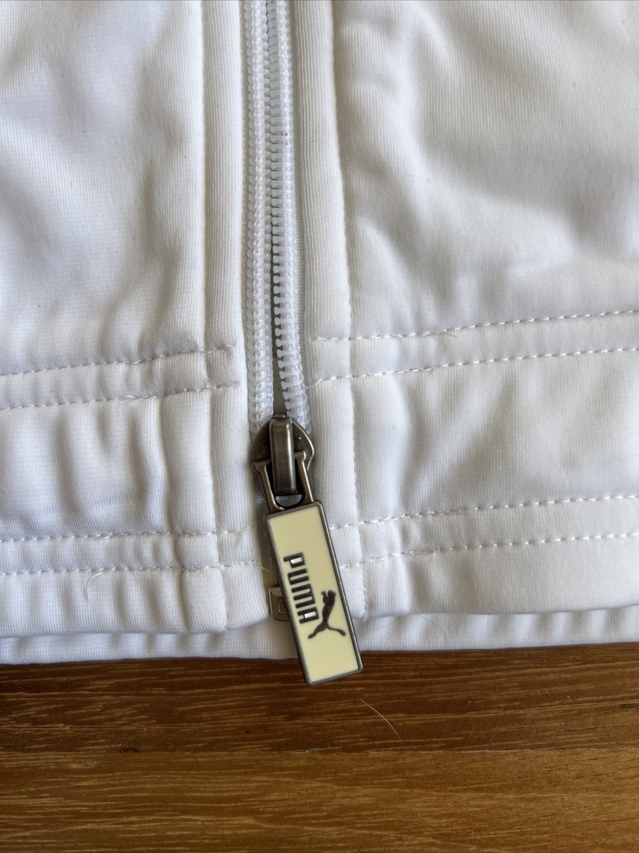 NWOT Y2K PUMA XS Zipper Track JACKET White Hot Pink Grey NWOT Y2K PUMA XS Zipper Track JACKET White Hot Pink Grey