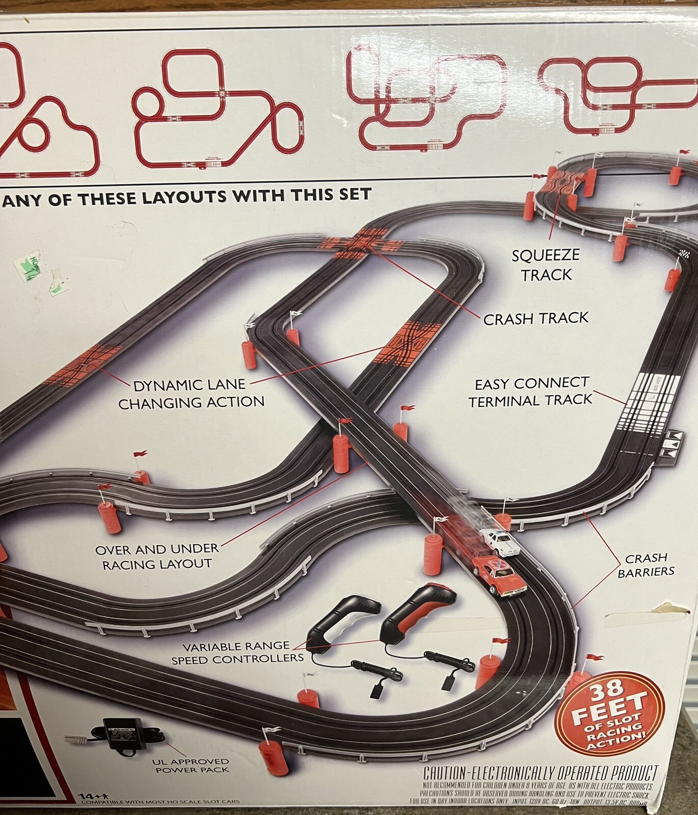 AUTO WORLD THE DUKES OF HAZZARD SLOT CAR RACE SET WITH 38' OF TRACK