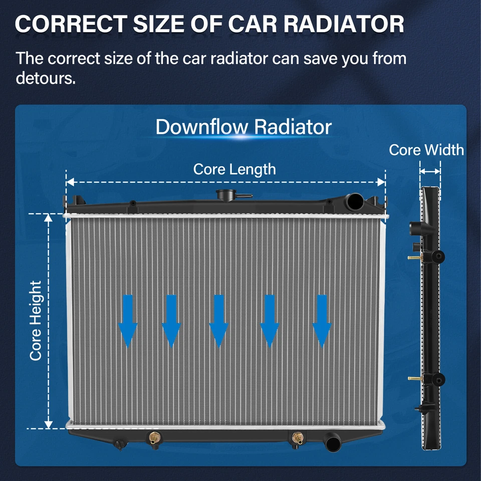 Radiador de aluminio Nissan D21 3,0 L para camioneta Nissan 1995-1997 2,4 L 1986-1994 Foto 4 de 4