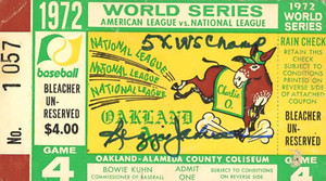 Reggie Jackson Signed 1972 World Series Game 4 Ticket (JSA COA)