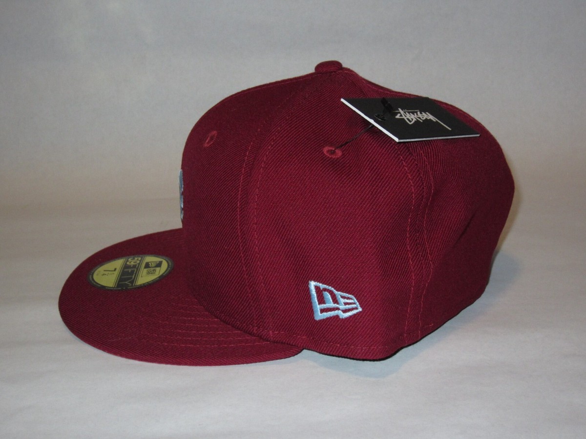 Stussy × NEW ERA cap red VTG Stussy World Wide Fitted Hat, Red Cap, 100% Wool, New