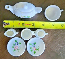 Vintage Miniature Porcelain Tea Set Floral Pattern Dollhouse Play set Lot Japan