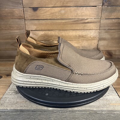 Skechers Mens Sz 9 Proven Renco Slip-On Shoes Brown Textile Comfort Sneakers