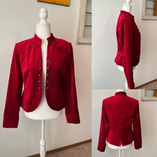 Chelsea & Theodore Crimson Velvet Ls Victorian Military Button Up Jacket Wm 6