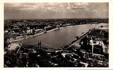 View Taken from Mount St. Gerhard Budapest Hungary 1935 RPPC Postcard Photo