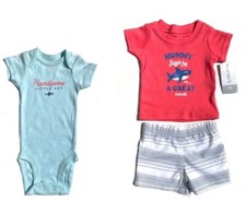 Carter's 3-Piece Newborn Baby Jumpsuit Short Sleeve T-Shirt Diaper Cover Set