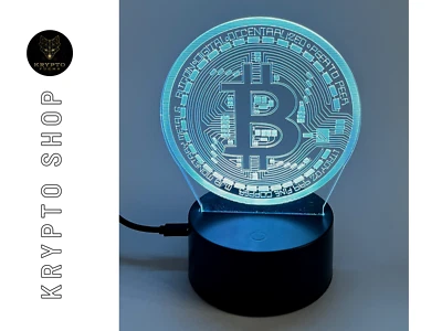 MARKENLOS Lámpara LED Multicolor Diseño Bitcoin Gold 11 Colores con Mando a Distancia
