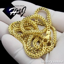 20"24"28"30"MEN 925 STERLING SILVER 2.5MM GOLD PLATED FRANCO BOX CURB NECKLACE 8