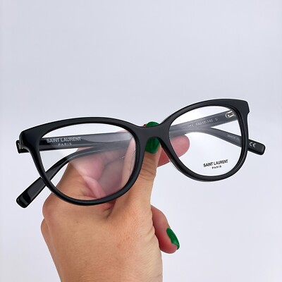 NEW Saint Laurent SL504 001 Shiny Black Cat Eye Women Eyeglasses Saint Laurent Women AUTHENTIC Eyeglasses Shiny Black Demo  main image 2