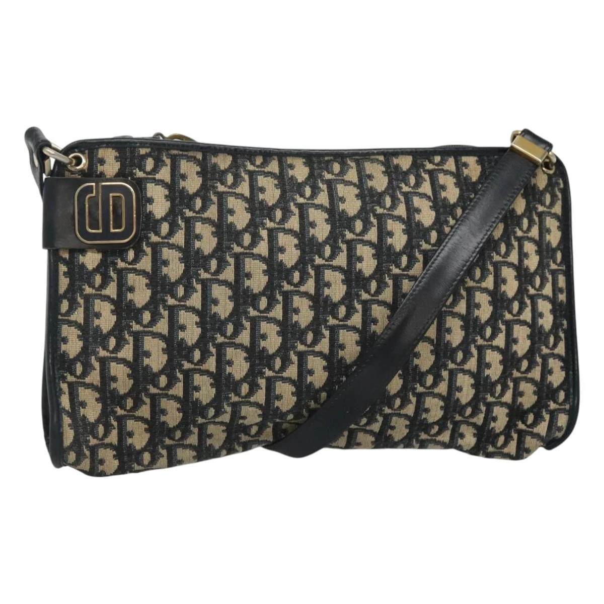 Sac bandoulière Christian Dior trotteur toile bleu marine authentique ep8138
