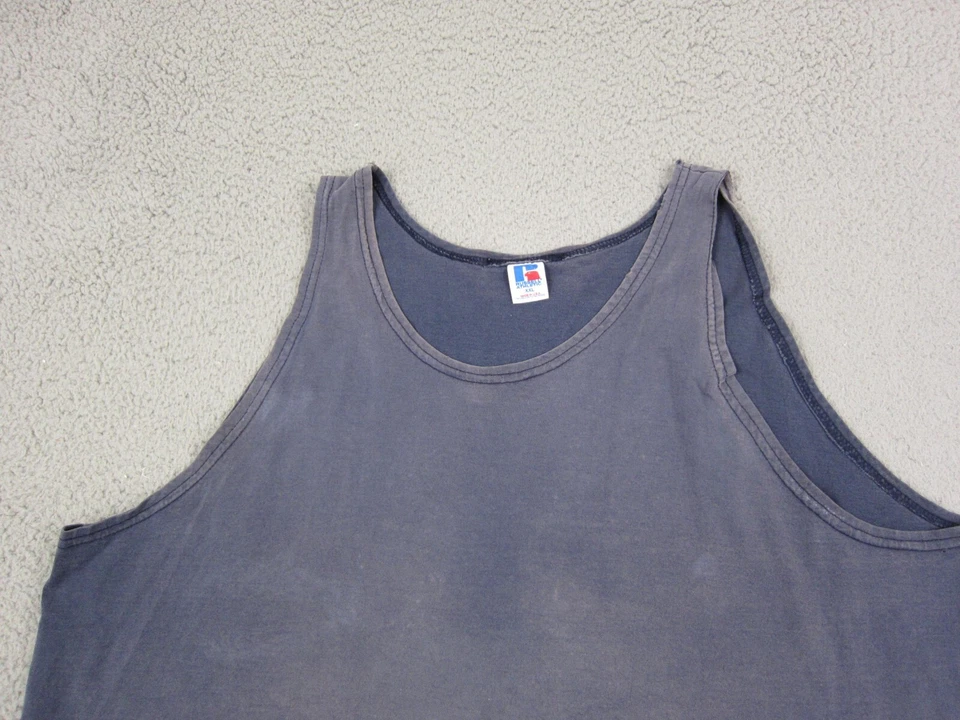 Camisa Russell Vintage Adulto 2XL XXL Azul Hecha en EE. UU. Camiseta sin mangas Años 90 Atlética Para Hombres Foto 2 de 4