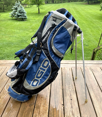 OGIO Ozone Golf Stand Bag 8-Way Dual Shoulder Straps 6 Pockets - Blue & Gray