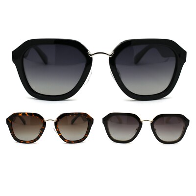 Polarized Womens Chic Mod Designer Fashion Thick Plastic Rectangular Sunglasses