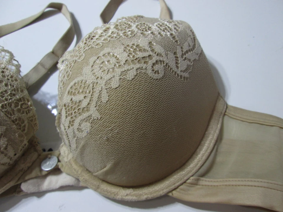 Sujetador DKNY Talla 32A Beige Con Aros Push-Up Correas Ajustables Encaje Lencería Foto 4 de 4