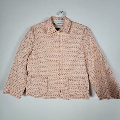 Weekend Max Mara Womens  6 Italy Coral Pink Stitch Button Down Jacket