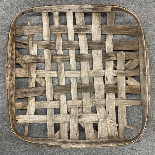 Tobacco Basket KB 7365 Antique Primitive Barn Find Lattice Wood 39" Farm Tool