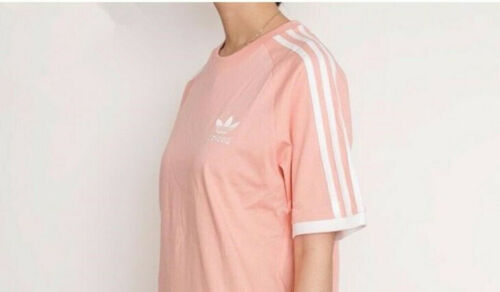 vowel castle Prospect Adidas Women 3 Stripes Tee T-shirt Short Sleeve Pink Ladies RRP £29.99 |  eBay