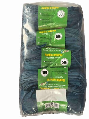 20 x 50 gr. Naturbast Bindebast Deko Bast Naturfaser Bastelschnur Basteln, blau