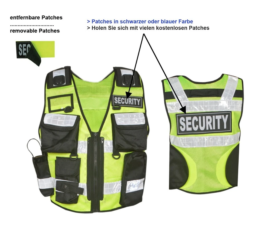 Neu 1201 Sicherheitsweste Security m. 2x Patch Einsatz-Weste, Hundeführer, Crew - Bild 2 von 4