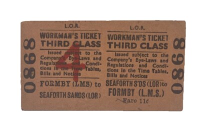 O868 Liverpool Overhead Railway LOR - Vintage Ticket Formby To Seaforth Sands (5