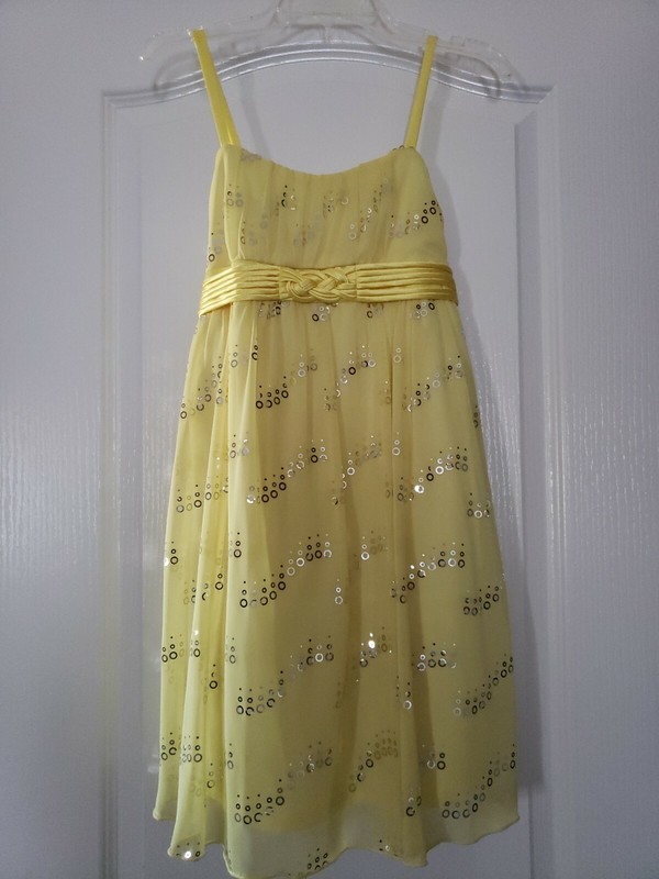 BCX Girl By Macy's Sheer Yellow Silver Dots Dress Size 12 Worn Once