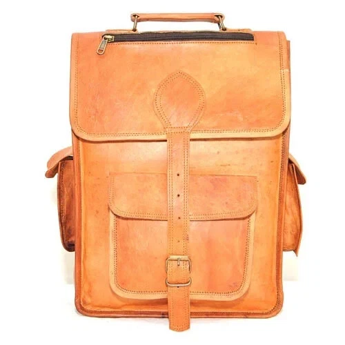 16" Leather Backpack Men Laptop Computer Rucksack Color Vintage Travel Best Bag