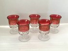 Lot of 5 Indiana Glass King's Crown Ruby Red Rim Thumbprint 3 3/4” Glasses EUC — photo 2