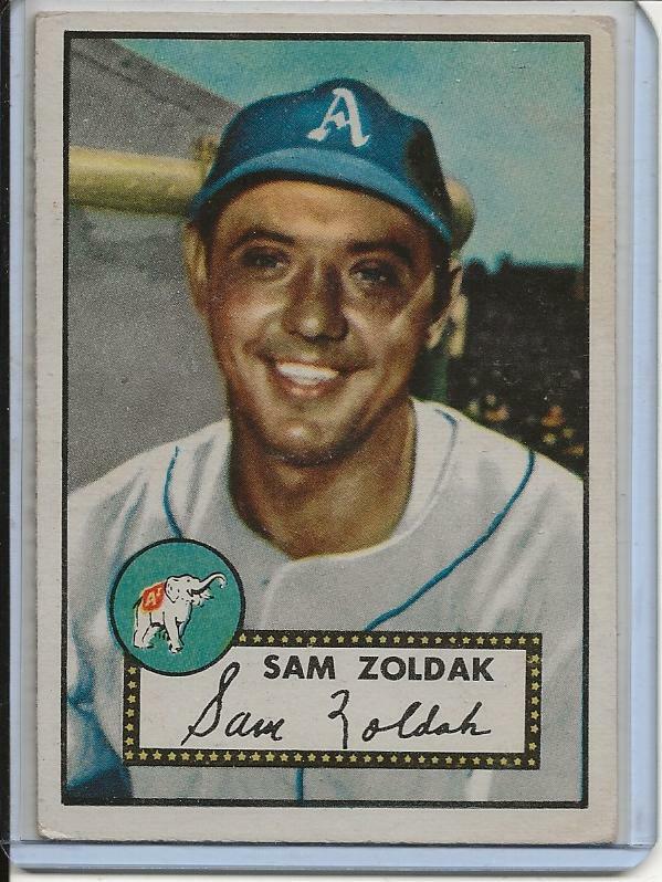 1952 Topps Baseball Card Sam Zoldak Pitcher Athletics EX Mint R/B