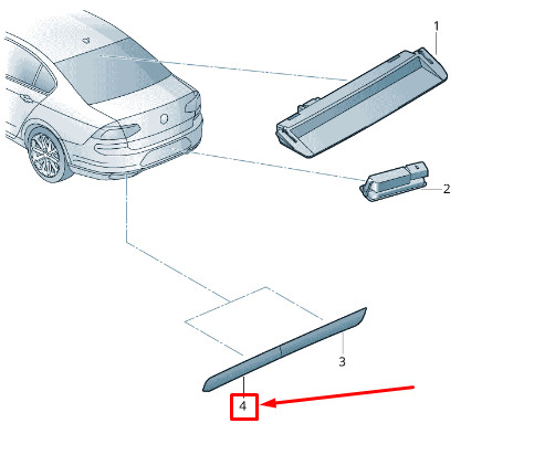 Réflecteur de pare-chocs arrière droit pour Volkswagen Passat B8 3G 3G0945106B