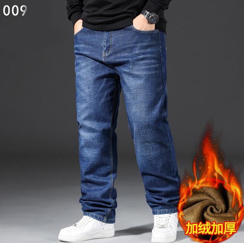 Men's Winter Thick Baggy Jeans Fleece Lined Denim Pants Warm Trousers Size 28-50 - Picture 10 of 13