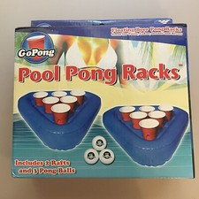 GoPong Pool Pong Rack Floating Beer Pong Set, Includes 2 Rafts and 3 Pong Balls