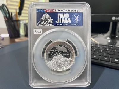 2020-P Tuvulu 5oz Silver Iwo Jima 75th Anniv $5 Dollar Coin PCGS
