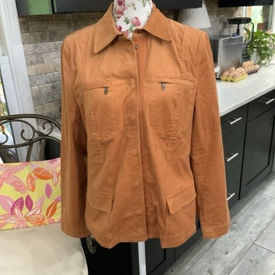 Orvis Utility Jacket Women s 10 Rust Corduroy Snap Zip Pockets Lightweight New
