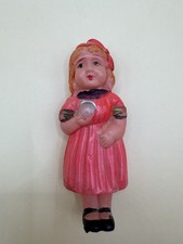 Rare Antique Celluloid Toy Doll Fortune Teller, Holding Crystal Ball- Small Pink